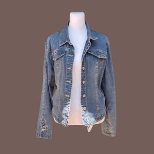 Live a Little Denim Jacket | Blue Cropped | Size M | Vintage